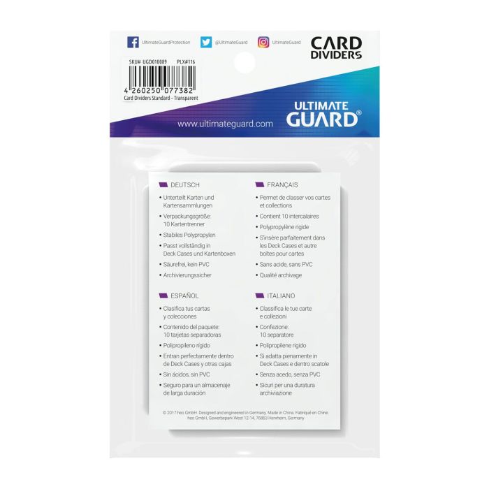 Ultimate Guard Card Dividers Standard Size (10) - Transparent