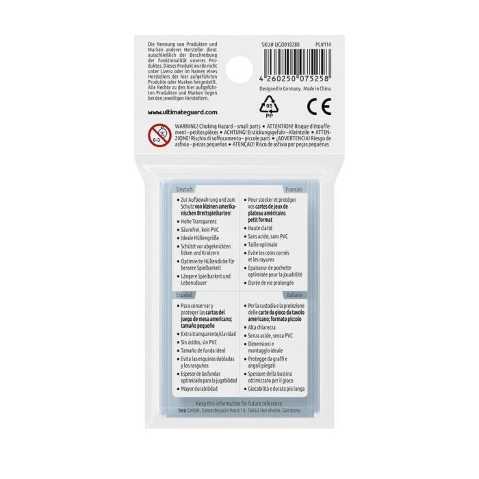 Ultimate Guard Board Game Sleeves (50) - Mini American