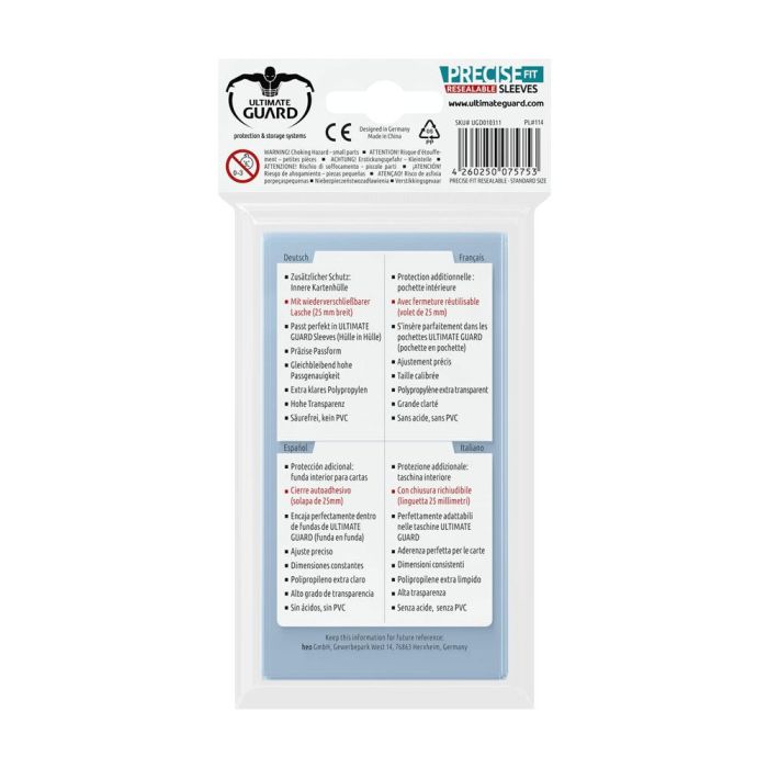 Ultimate Guard Precise-Fit Sleeves Standard Size (100) - Resealable