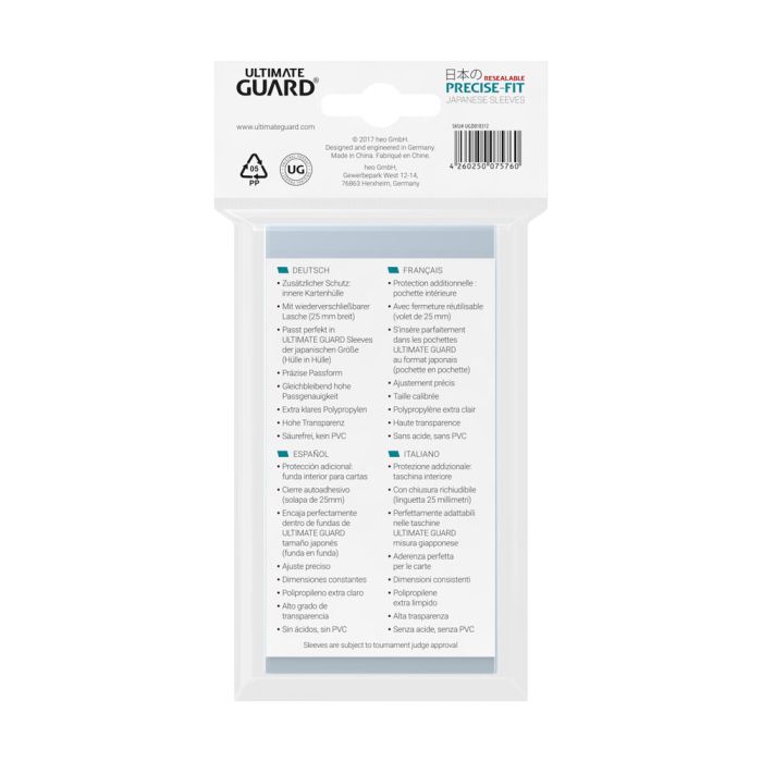 Ultimate Guard Precise-Fit Sleeves Japanese Size (100) - Resealable