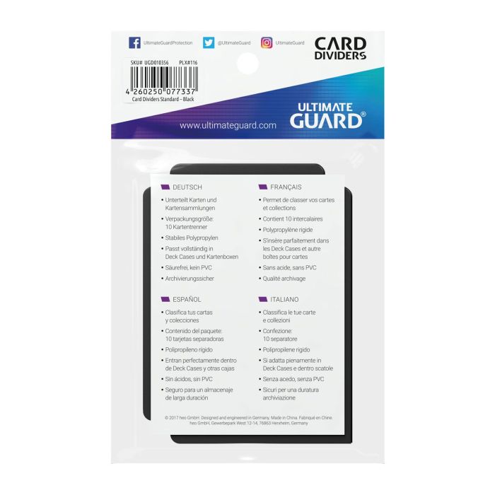 Ultimate Guard Card Dividers Standard Size (10) - Black