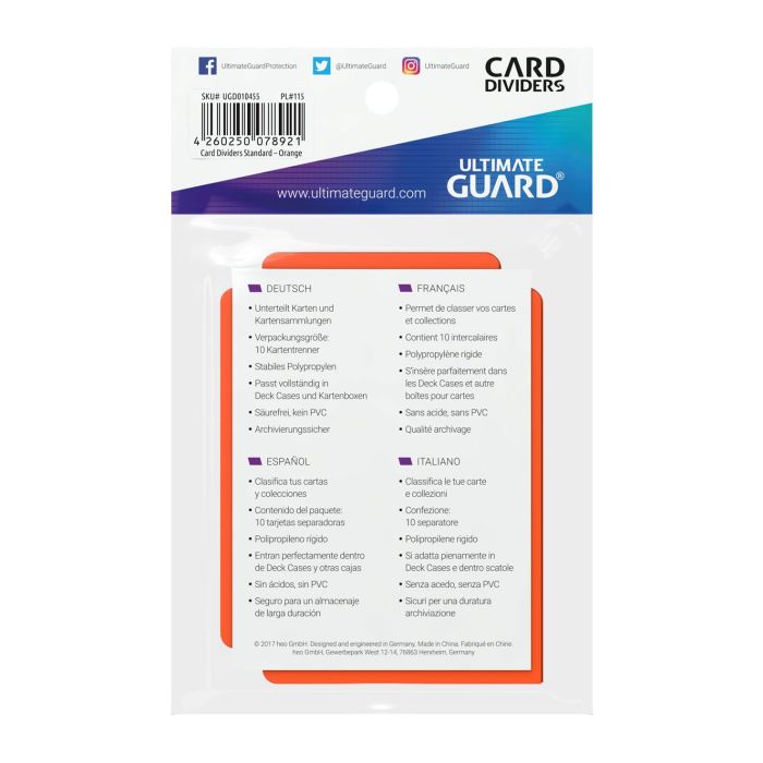Ultimate Guard Card Dividers Standard Size (10) - Orange