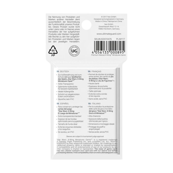 Ultimate Guard Premium Soft Sleeves for Board Game Cards Star Wars™ X-Wing™ Miniatures Game (50)
