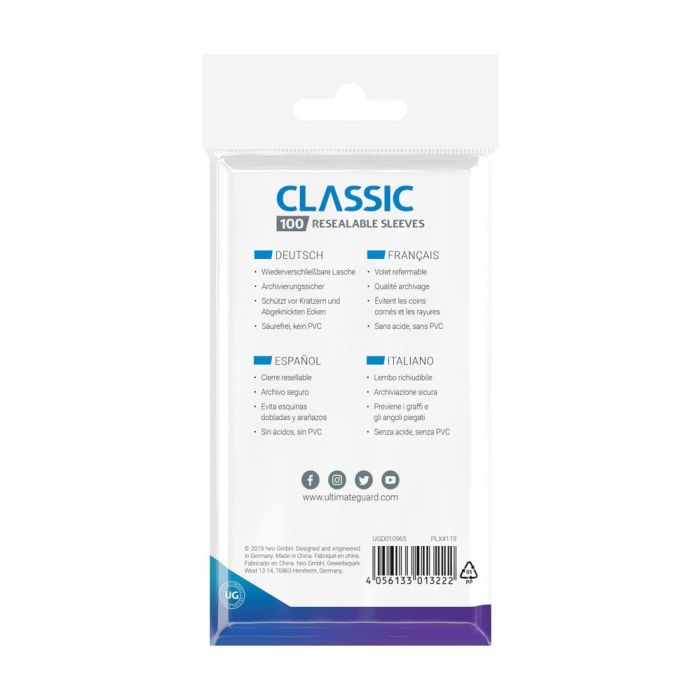 Ultimate Guard Classic Sleeves Standard Size (100) - Resealable