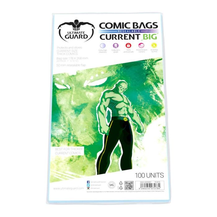 Ultimate Guard Comic Bags Resealable (100) - Current Big Size
