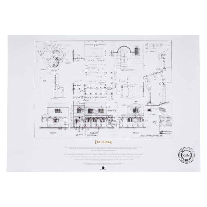 Lord of the Rings Blueprint Art Print The Courtyard of Minas Tirith 59 x 42 cm