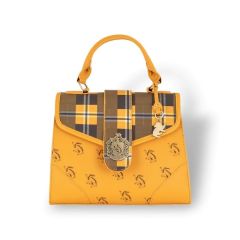 Hufflepuff Luxury Plaid Top Handbag with Charms - Harry Potter