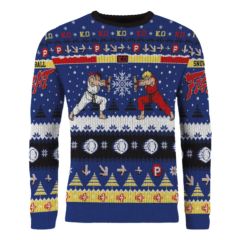Street Fighter Christmas Sweater Ryu & Ken Size XL