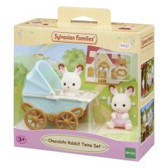 Sylvanian Families: Chocolate Rabbit Twins with Stroller Set