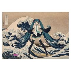 Katsushika Hokusai x Hatsune Miku Acrylic Panel Thirty-six Views of Mount Fuji The Great Wave off Kanagawa 30 cm