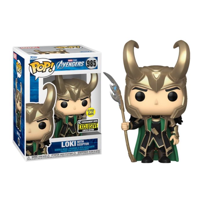 Funko Pop! Avengers: Loki with Scepter (GITD) Entertainment Earth Exclusive (Box Damage)