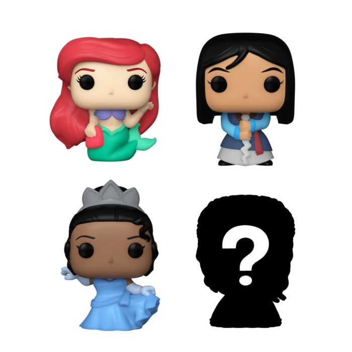  Funko Bitty Pop! Disney Princess Mini Collectible Toys - Ariel,  Mulan, Tiana & Mystery Chase Figure (Styles May Vary) 4-Pack : Toys & Games