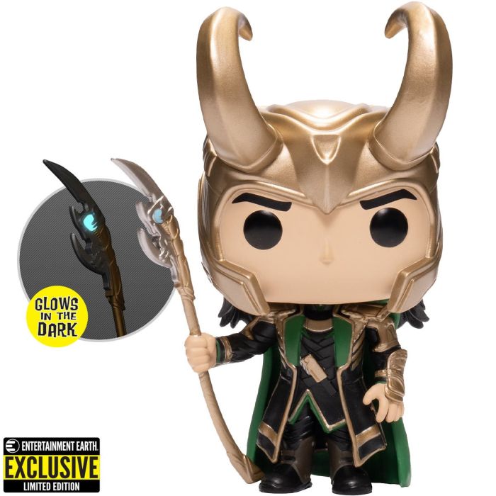 Funko Pop! Avengers: Loki with Scepter (GITD) Entertainment Earth Exclusive (Box Damage)