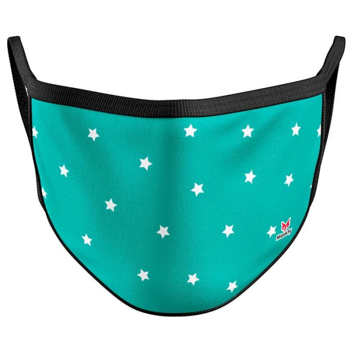 Green Stars Reusable Face Mask Cover / Mondkapje sterren groen