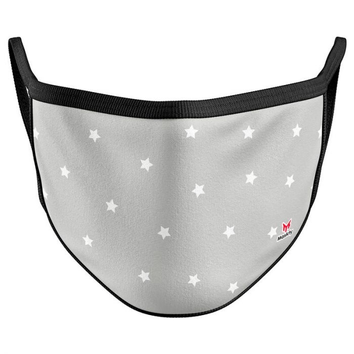 Grey Stars Reusable Face Mask Cover / Mondkapje sterren grijs