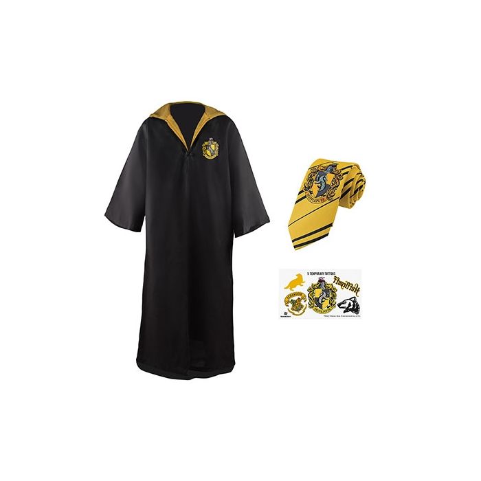 Harry Potter: Hufflepuff Robe, Necktie & Tattoo Set