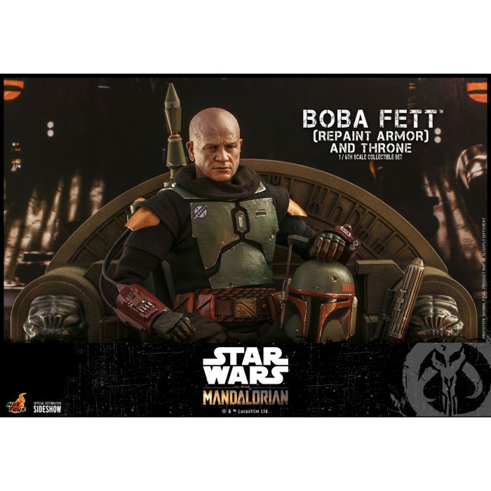 Boba Fett Repaint Armor and Throne 1:6 Scale Figure Set - Hot Toys - The Mandalorian