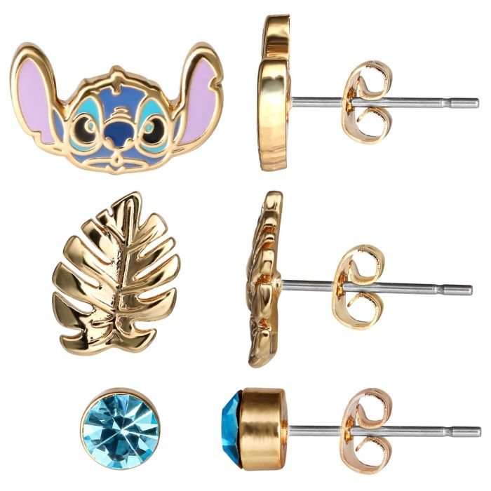 Disney - Blue & Gold Stitch stud earrings / oorbellen set